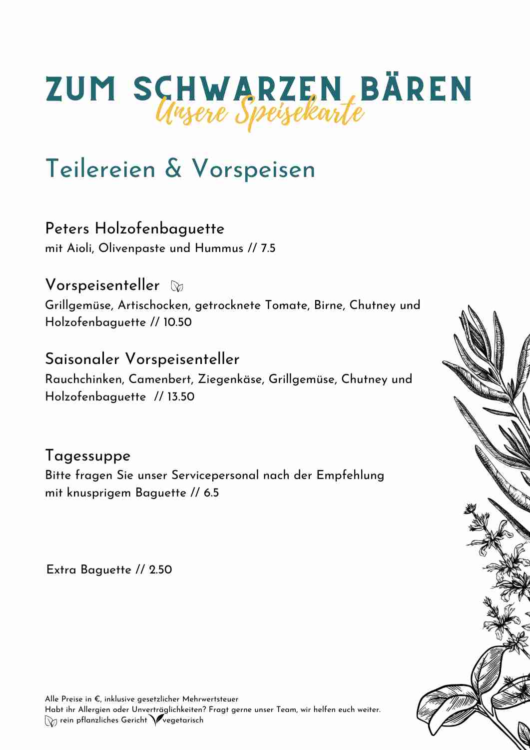 Speisekarte September